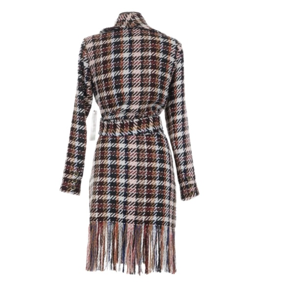 CAbi ~ Multicolor Partially Lined Polka Dot and Wool Fringe Tie Waist Coat - Picture 4 of 12